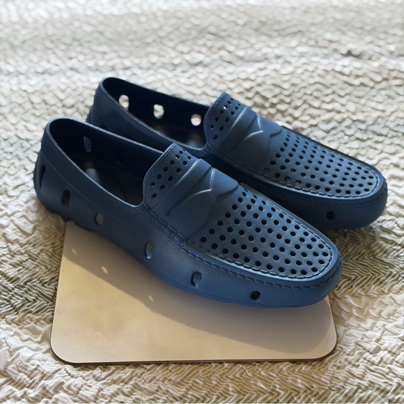 Men's Blue Waterproof Slip On Rubber Loafers Shoes - Picture 7 of 8